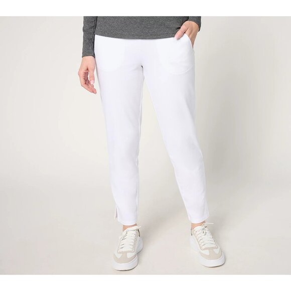 Denim & Co. Pants - Denim and Co Active Petite French Terry Ankle Pant with Gauze Detail Size Medium